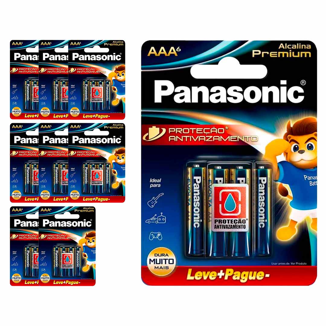 54 Pilhas Alcalinas Premium Aaa Panasonic (9 Cart)