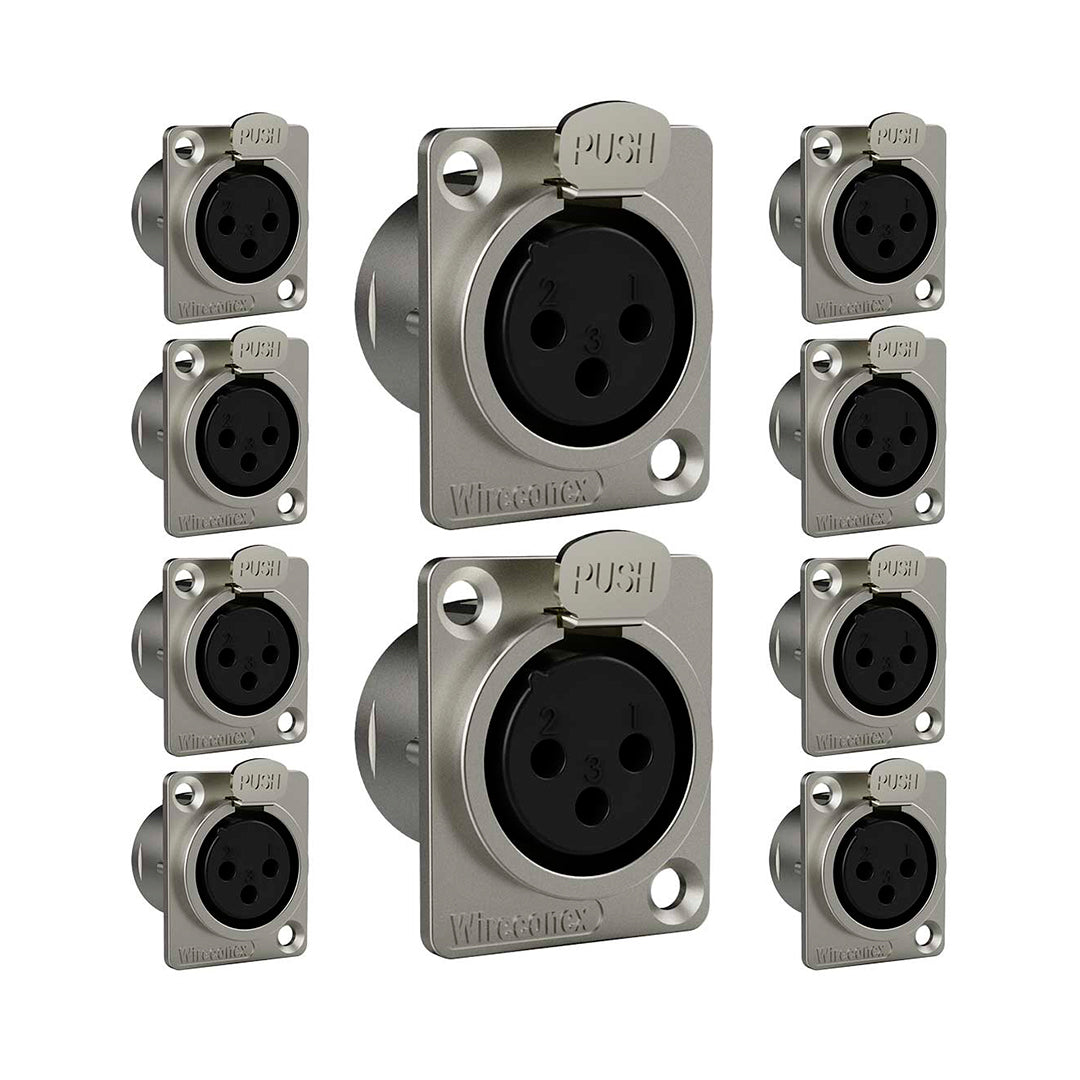 Conector Xlr Femea Wc 1023 Fp Bk Ni 3p Painel Wireconex 10 Unidades [F108]