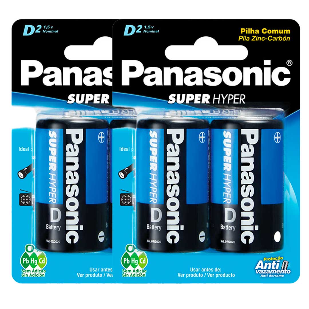 4 Pilhas Comum D Panasonic (2 Cart)