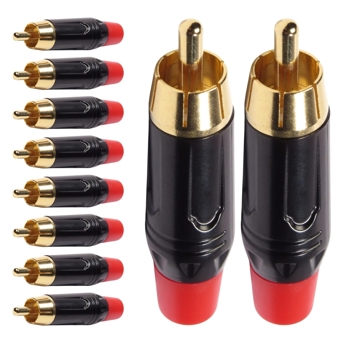 Conector Linha Rca Macho Vermelho Metal Storm 10 Unidades [F108]