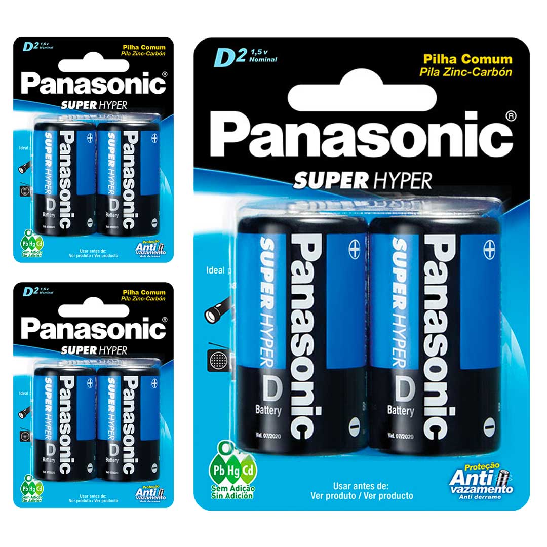 6 Pilhas Comum D Panasonic (3 Cart)