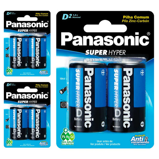 6 Pilhas Comum D Panasonic (3 Cart)