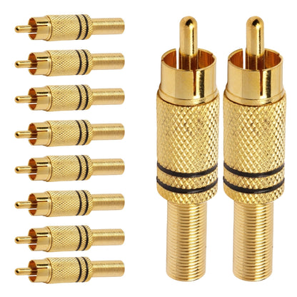 Conector Linha Rca Macho Metal Gold Preto Storm 10 Unidades [F108]