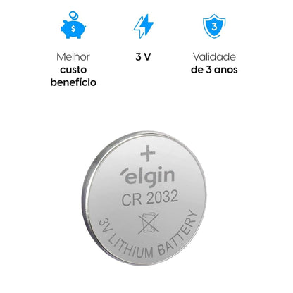 Bateria Lítio Cr2032 Elgin Cartela Com 05 Unidades [F108]