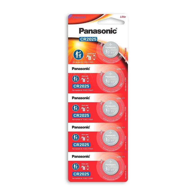 Bateria Cr 2025 Botão Panasonic - Cartela Com 05 Unidades [F108]