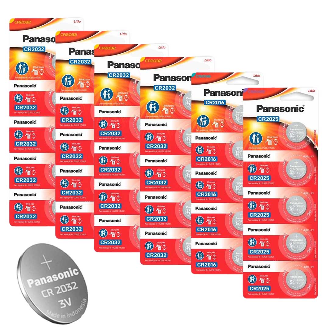 30 baterias (20 CR2032, 5 CR2016 e 5 CR2025) Panasonic