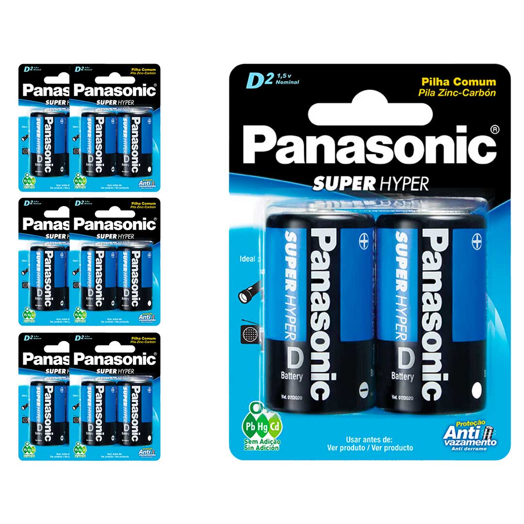 14 Pilhas Comum D Panasonic (7 Cart)