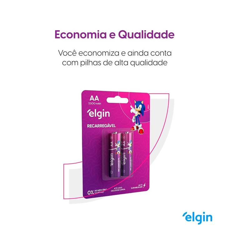 Pilha Recarregável Aa 2500mah Elgin [F108]