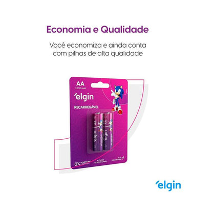Pilha Recarregável Aa 2500mah Elgin [F108]