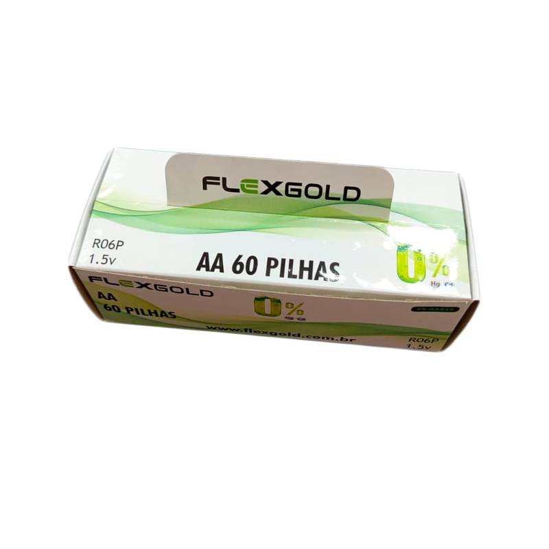 Caixa De Pilhas Aa Zinco 60 Unidades Flex Fx- Aaz60 [F108]