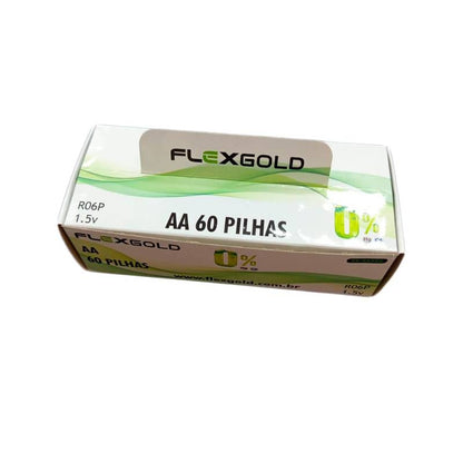 Caixa De Pilhas Aa Zinco 60 Unidades Flex Fx- Aaz60 [F108]