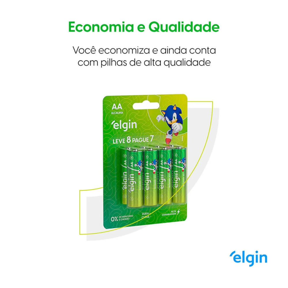Pilha Alcalina Aa Elgin Pacote Promocional Pague 7 Leve 8 [F133]