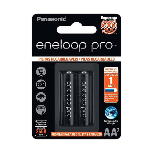 Pilha Recarregável Eneloop Pro Aa2 Panasonic 02 Unidades [F108]