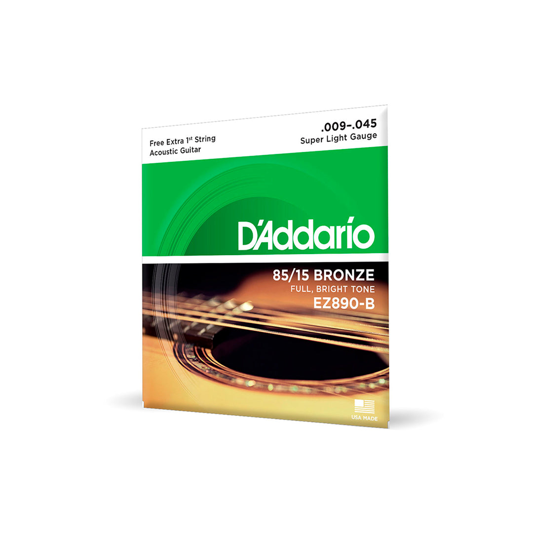 Cordas Para Violão Aço D Addario Bronze 85/15 Ez890-b .009-.045 Com Corda Extra Pl009 [F108]