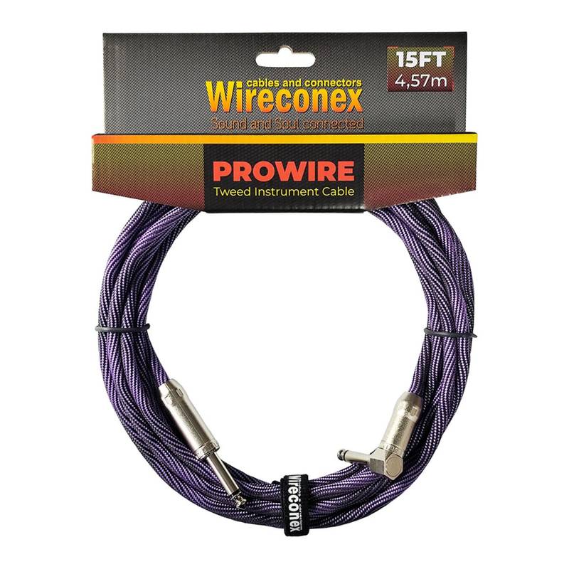 Cabo P10 Prowire Em L Tweed Preto/lilás 3,05m Wireconex [F108]