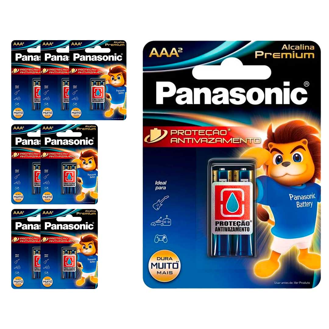 16 Pilhas Alcalinas Premium Aaa Panasonic (8 Cart)