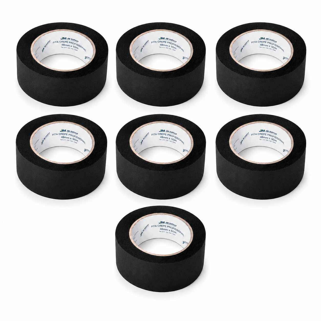 KIT COM 7 FITAS CREPE PRETAS 48MM X 50M