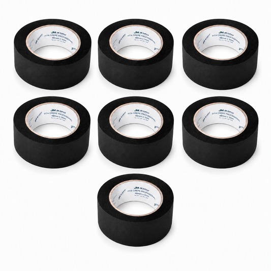 KIT COM 7 FITAS CREPE PRETAS 48MM X 50M