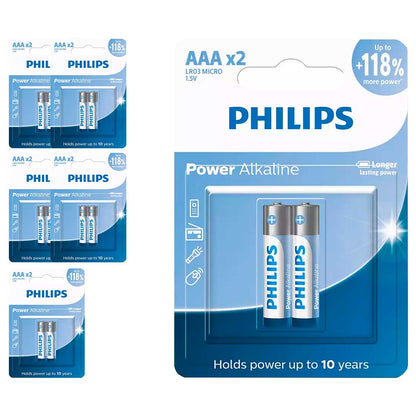 12 Pilhas Alcalinas AAA Philips  (6  Cart)