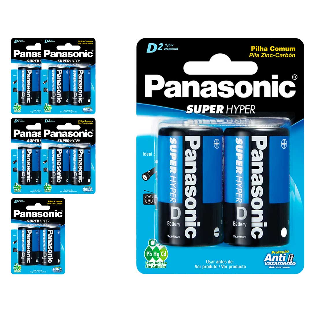 12 Pilhas Comum D Panasonic (6 Cart)
