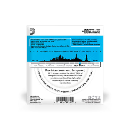 Cordas Para Violão Aço D Addario Bronze 85/15 Ez910-b .011-.052 Com Corda Extra Pl011 [F108]