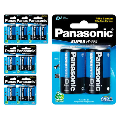 16 Pilhas Comum D Panasonic (8 Cart)