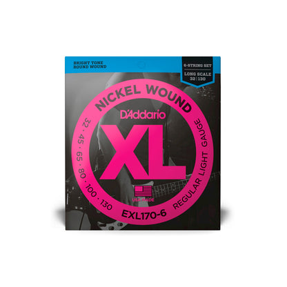 Encordoamento Para Baixo D Addario Xl Nickel Wound Exl170-6 6 Cordas Escala Longa .032-.130 [F108]