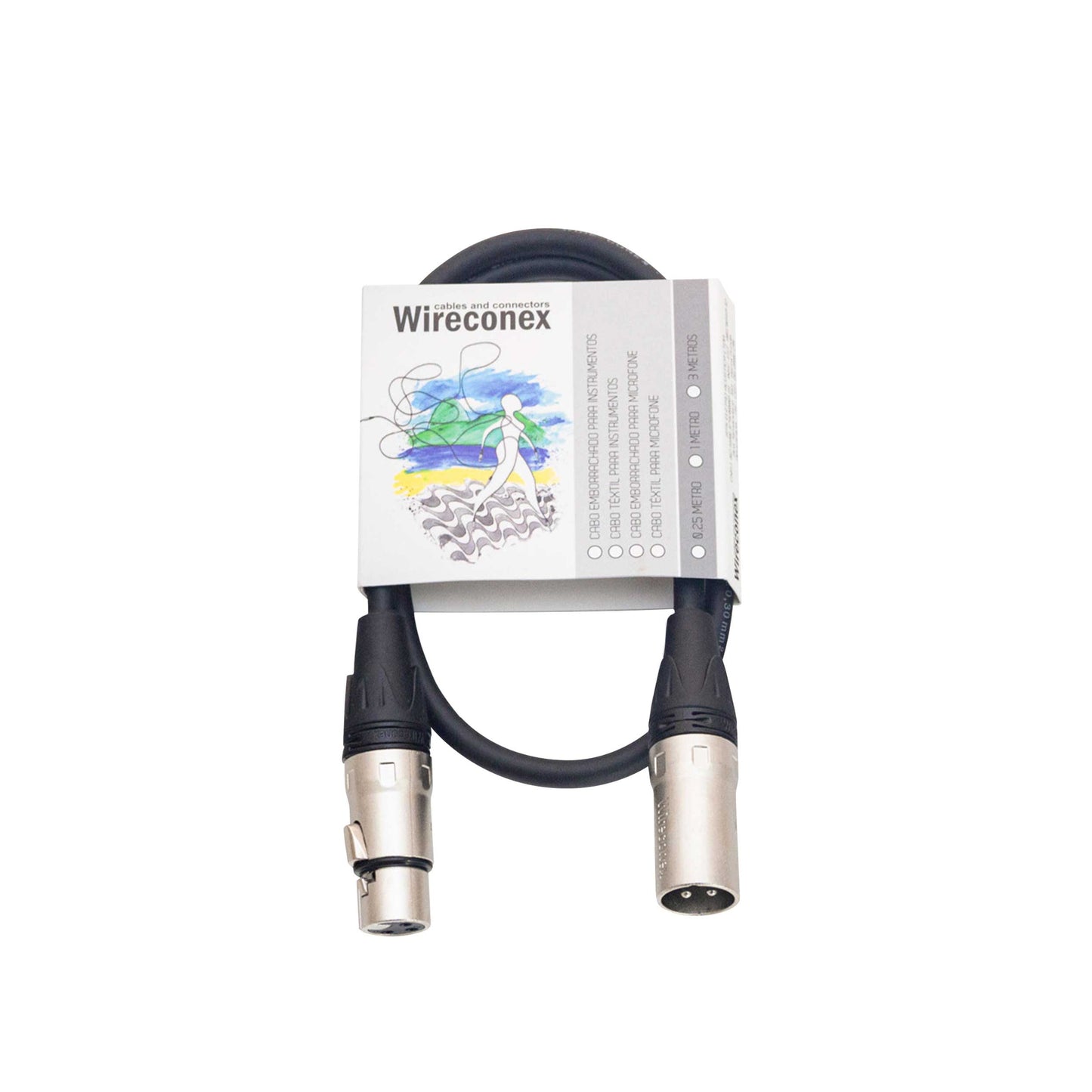 Cabo Para Microfone Emborrachado Xlr Xlr 1 Metro Mpbe-1 Wireconex [F108]