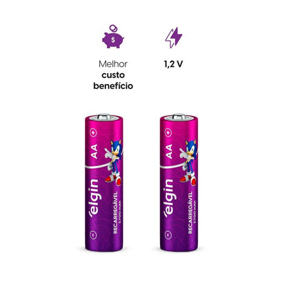 Pilha Recarregável Aa Elgin 2700mah Cartela Com 02 Unidades [F108]