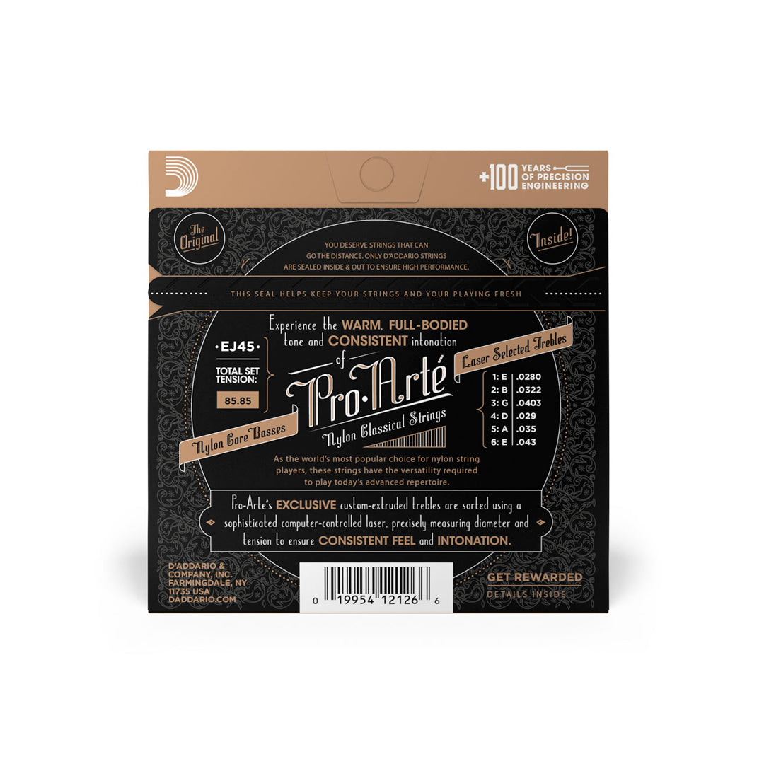 Cordas Para Violão Nylon D Addario Pro-arté Nylon Core Ej45 Prata/transparente [F108]