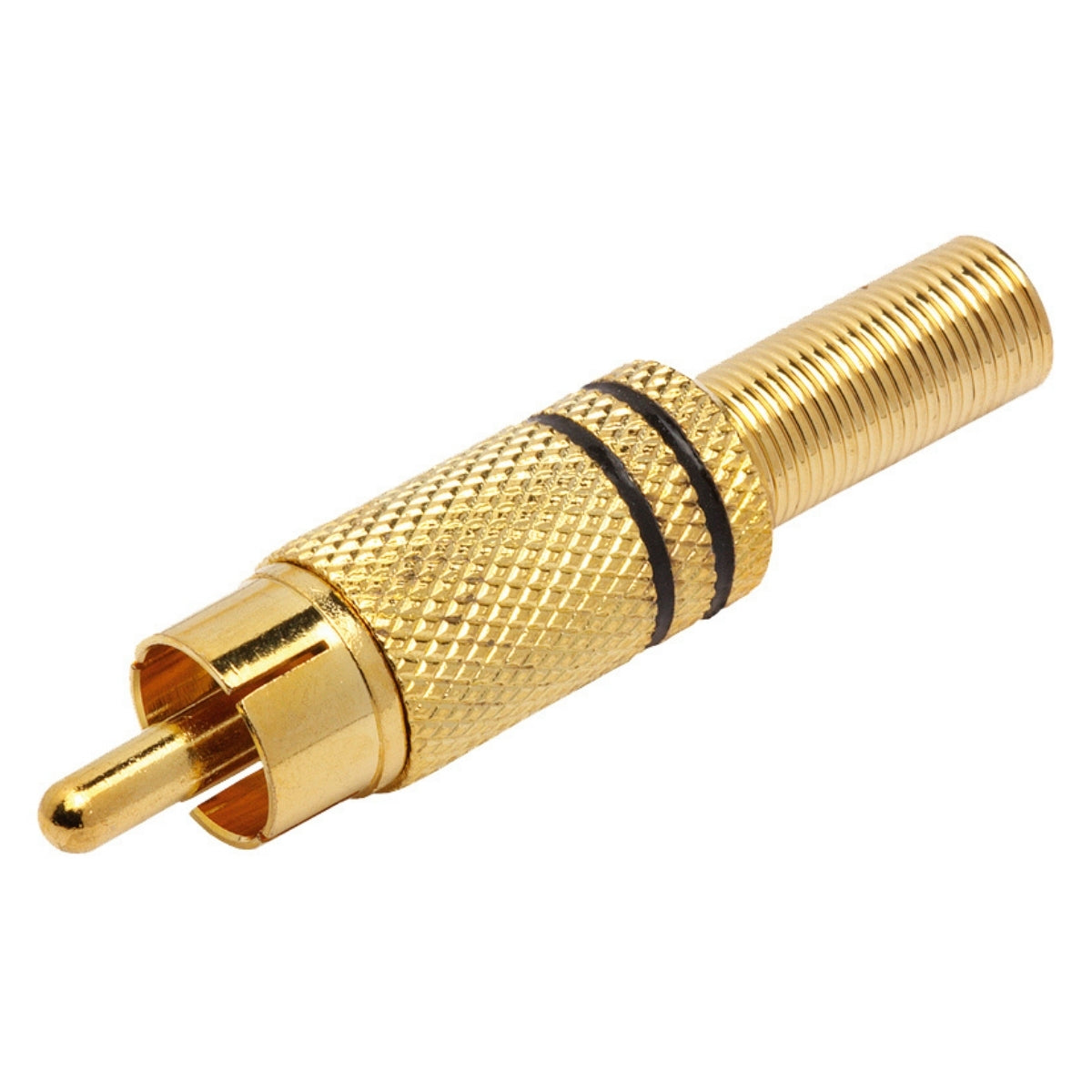 Conector Linha Rca Macho Metal Gold Preto Storm 10 Unidades [F108]