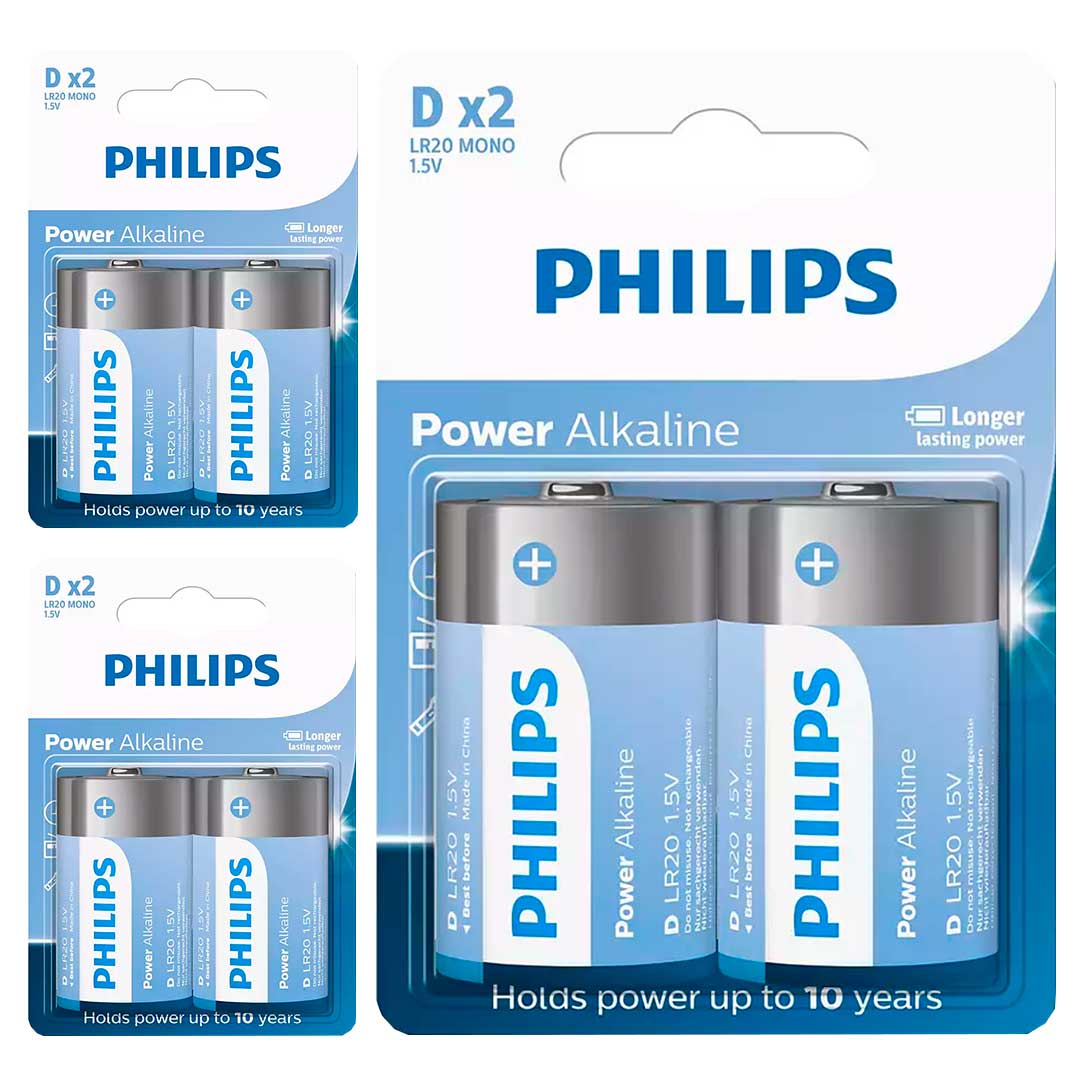 6 Pilhas Alcalinas D Philips (3  Cart)