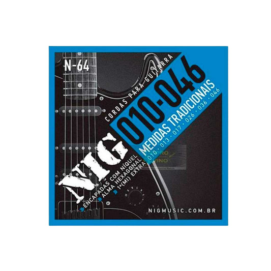 Encordoamento Guitarra 010 1ª Mi Extra + Palheta N64 Nig [F108]