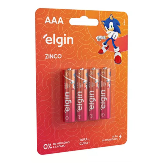 Pilha Zinco Aaa4 Elgin R03 Cartela Com 04 Unidades [F108]