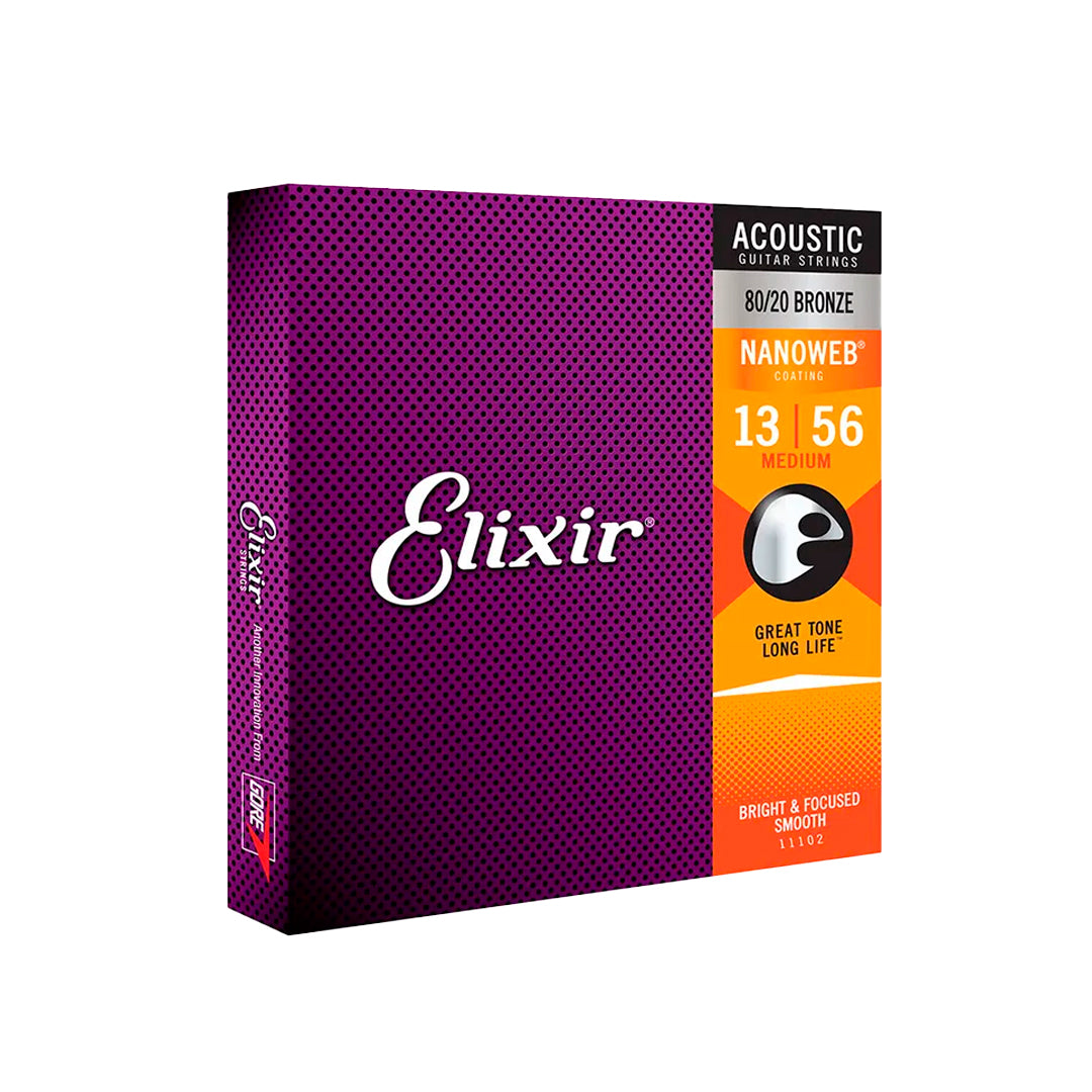 Cordas 013 Medium 80/20 Violão Aço Nanoweb Elixir [F108]