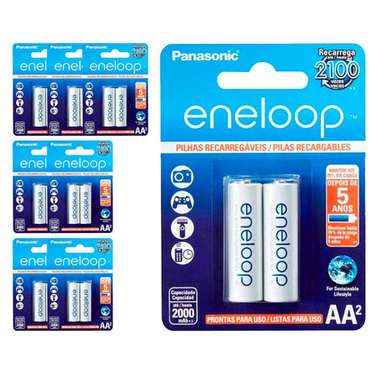 16 Pilhas Recarregaveis Eneloop Std Aa Panasonic (8 Cart)