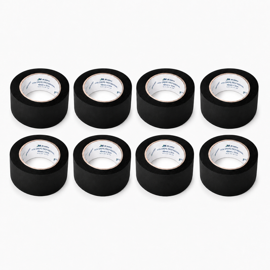 KIT COM 8 FITAS CREPE PRETAS 48MM X 50M