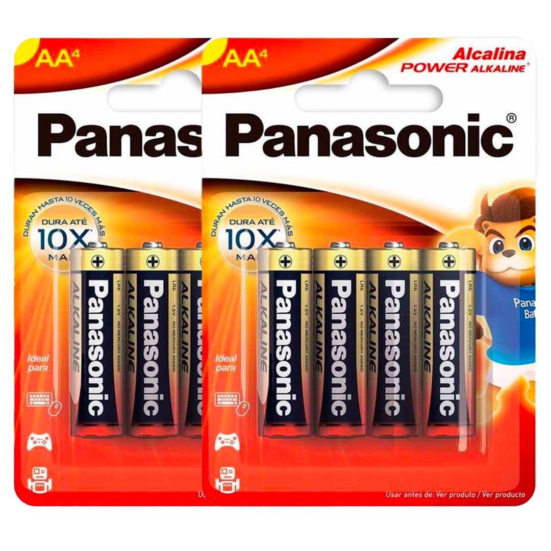 8 Pilhas Alcalinas Aa Panasonic (2 Cart)