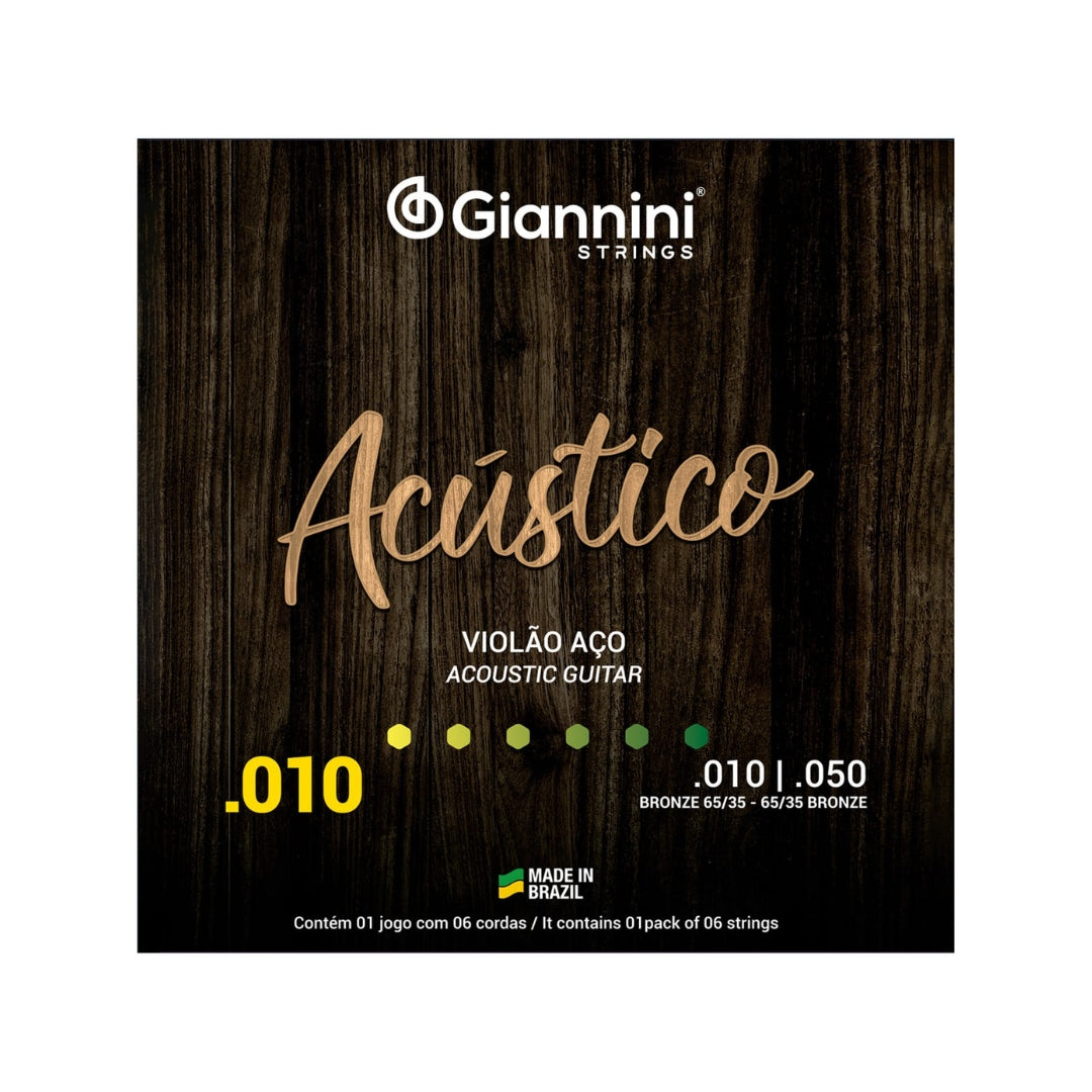 Encordoamento Giannini P/violão Aço Bronze 65/35 0.010" Geswam [F108]