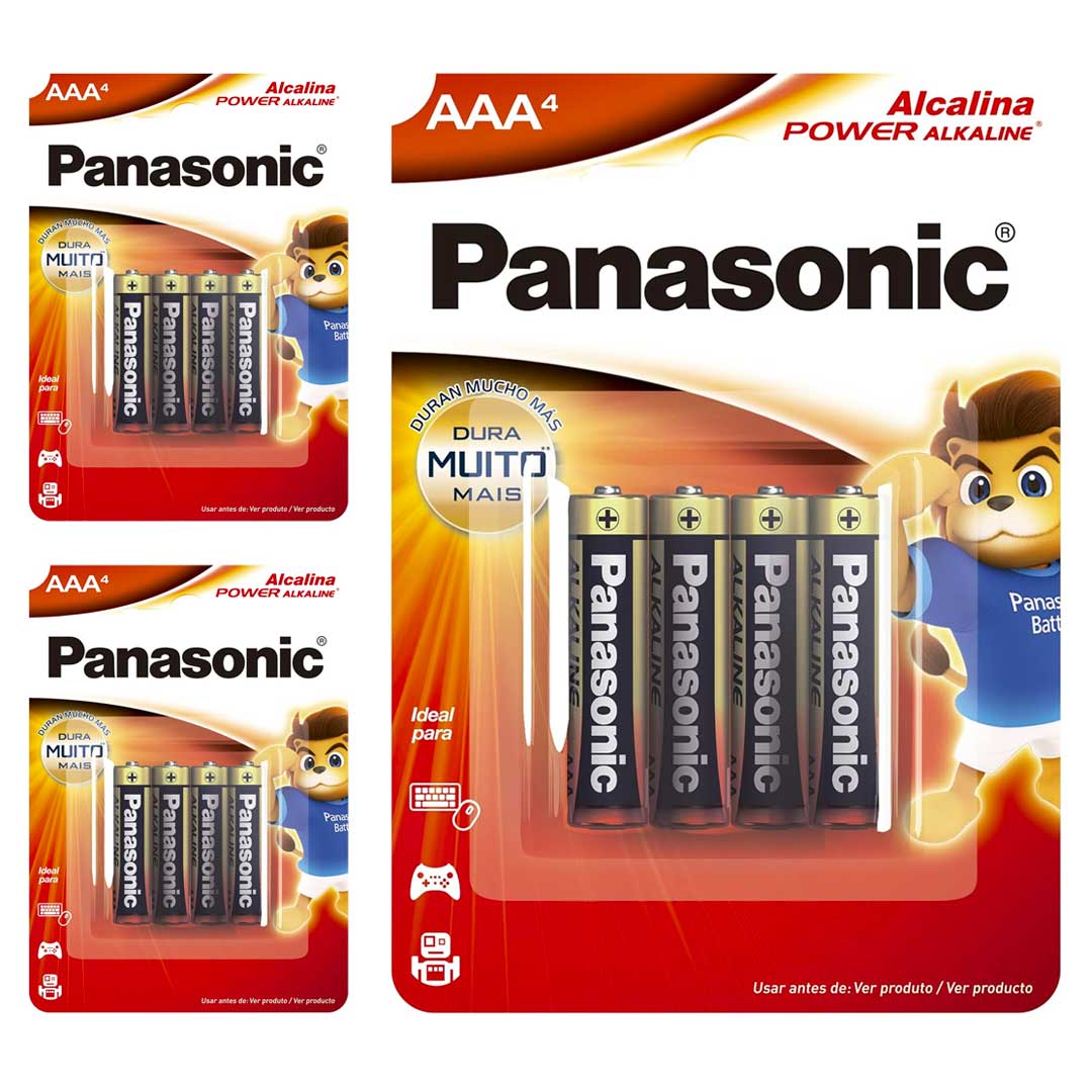 12 Pilhas Alcalinas Aaa Panasonic (3 Cart)