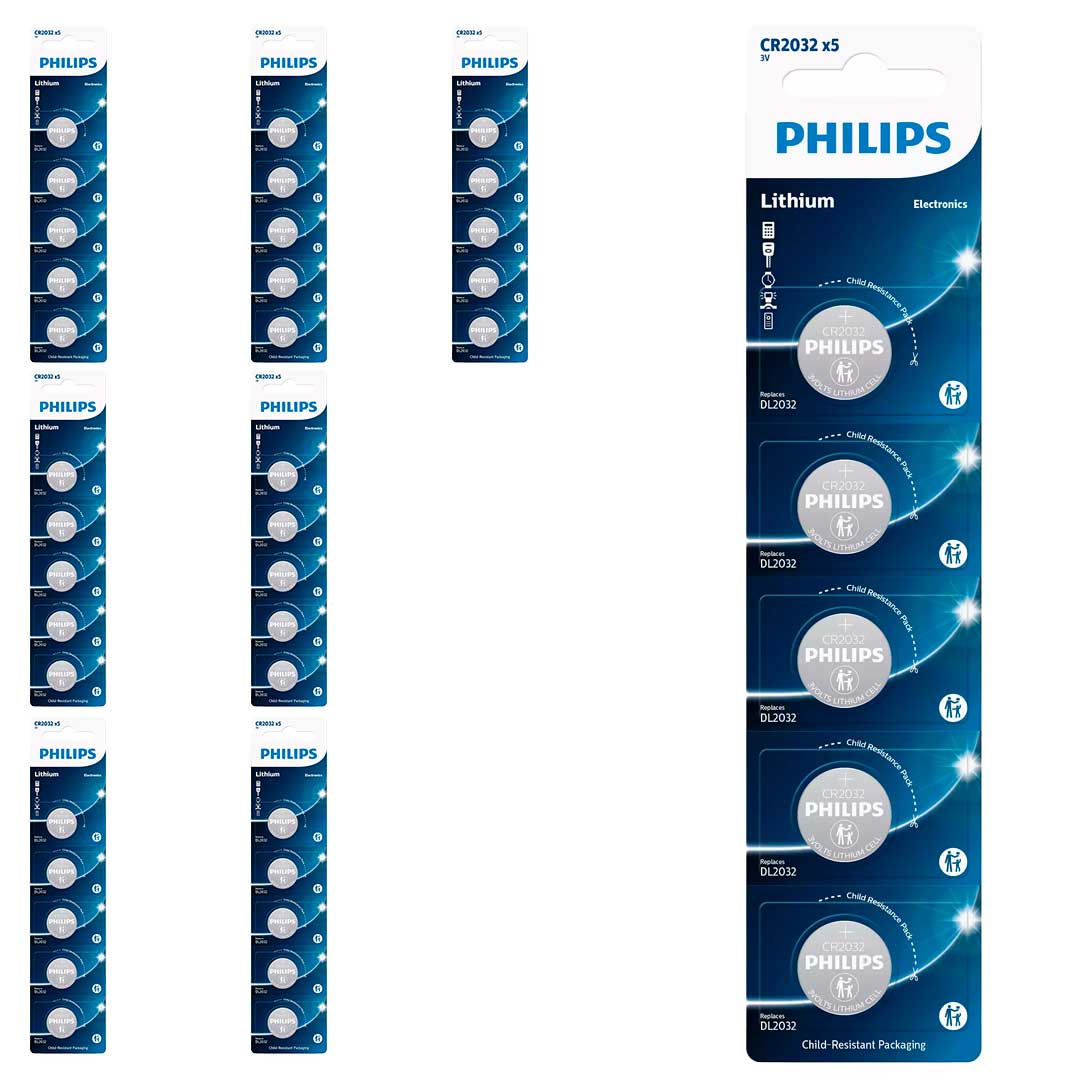 40 Baterias CR2032 Philips (8  Cart)