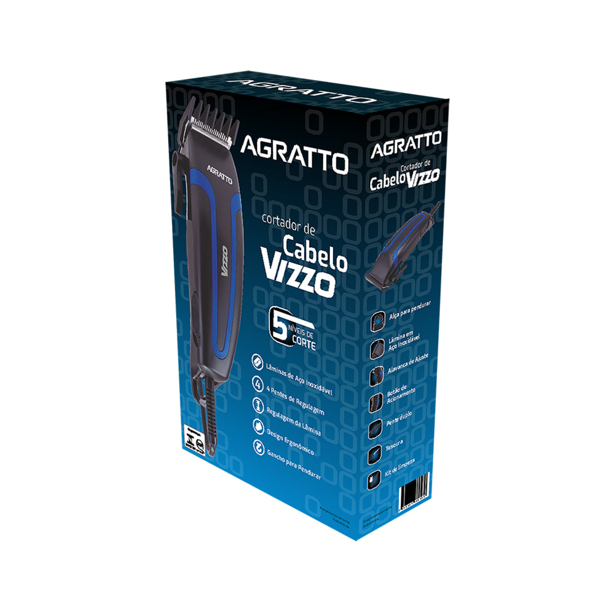 Cortador De Cabelos Vizzo Cr01 127v 10w Preto Agratto [F108]