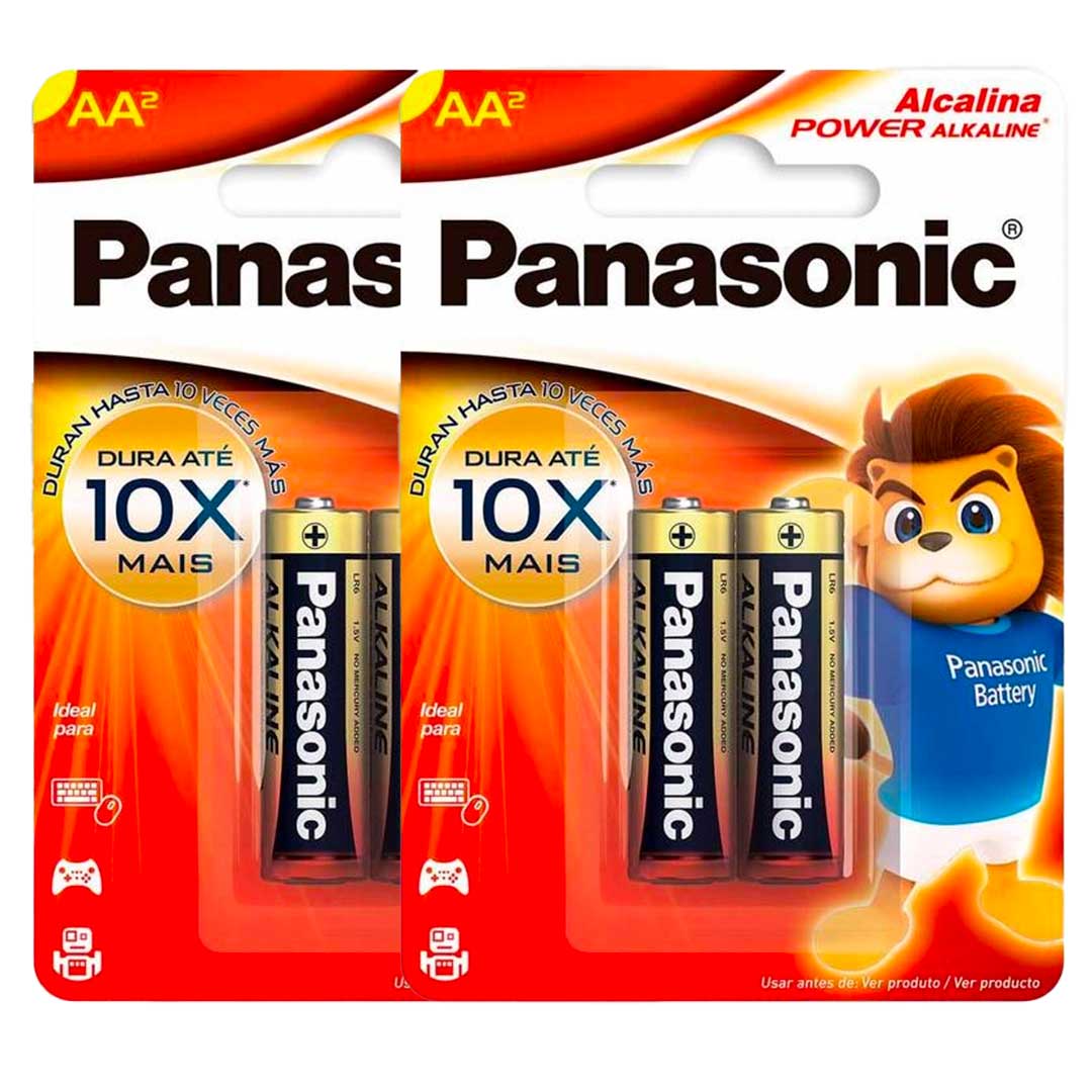 4 Pilhas Alcalinas Aa Panasonic (2 Cart)