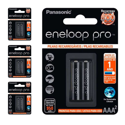 8 Pilhas Recarregaveis Eneloop Pro Aaa Panasonic (4 Cart)