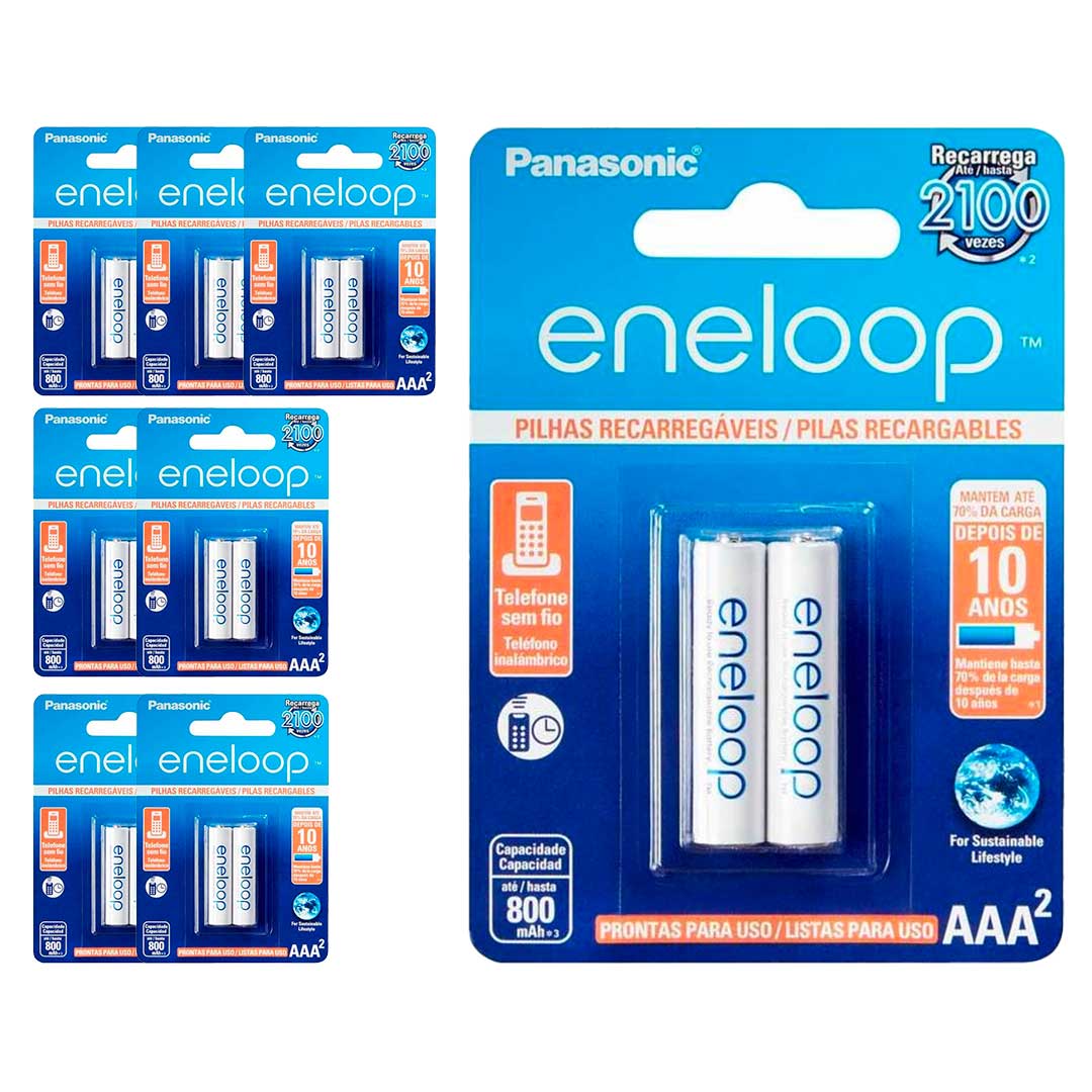16 Pilhas Recarregaveis Eneloop Std Aaa Panasonic (8 Cart)