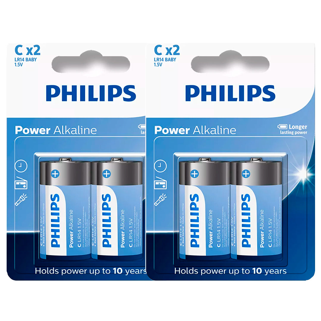 04 Pilhas Alcalinas C Philips (2  Cart)