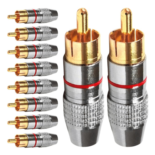 Conector Linha Rca Macho Profissional Vermelho Storm 10 Unidades [F108]