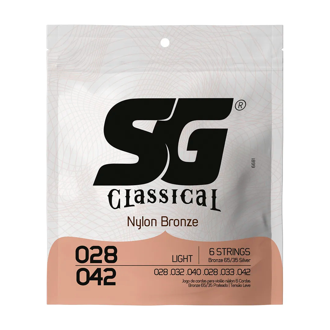 Encordoamento P/violão Nylon Bronze 65/35 Prata Tensão Leve Sg 0.028 [F108]