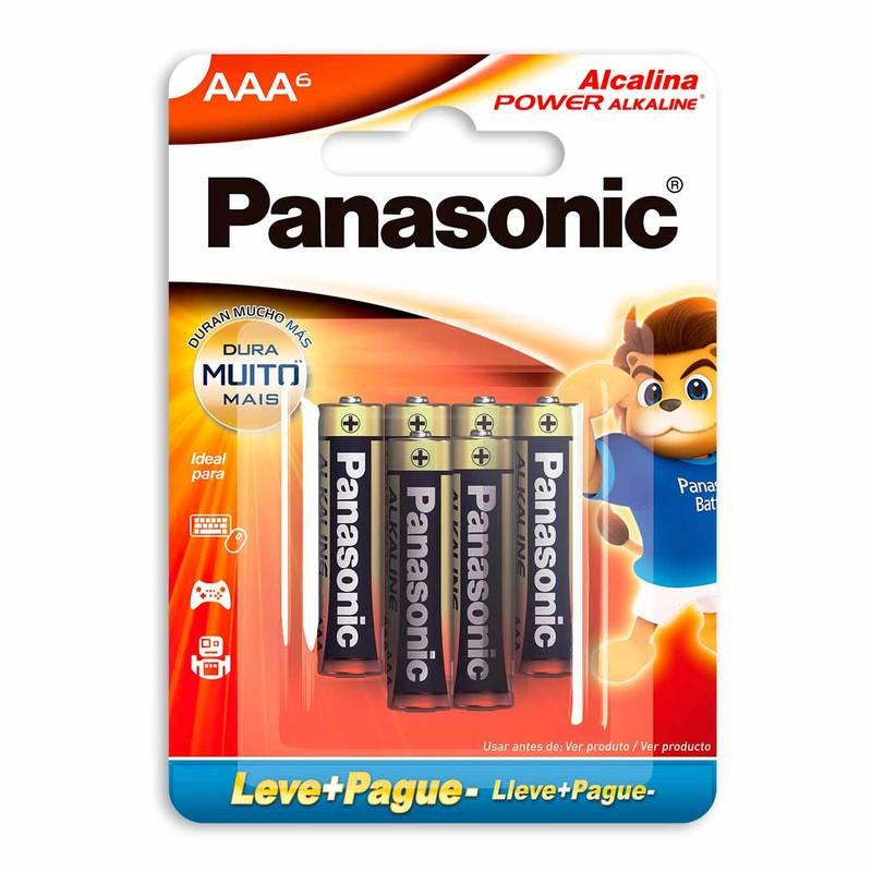 Pilha Alcalina Aaa Palito Panasonic 06 Unidades Lr03xab/6b192 [F108]