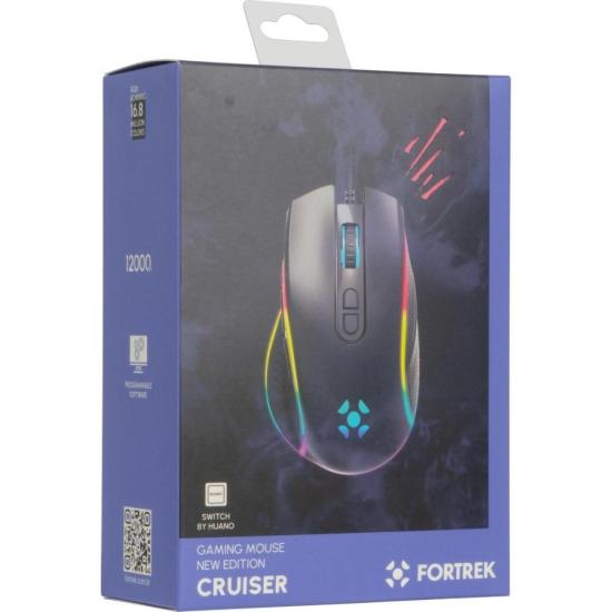 Mouse Gamer Fortrek Cruiser New Edition 12000 Dpi RGB Preto [F002]